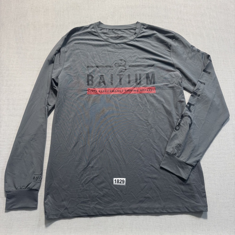 Baitium‎ Performance Fishing Shirt Mens Sz L Gray Pre-owned
